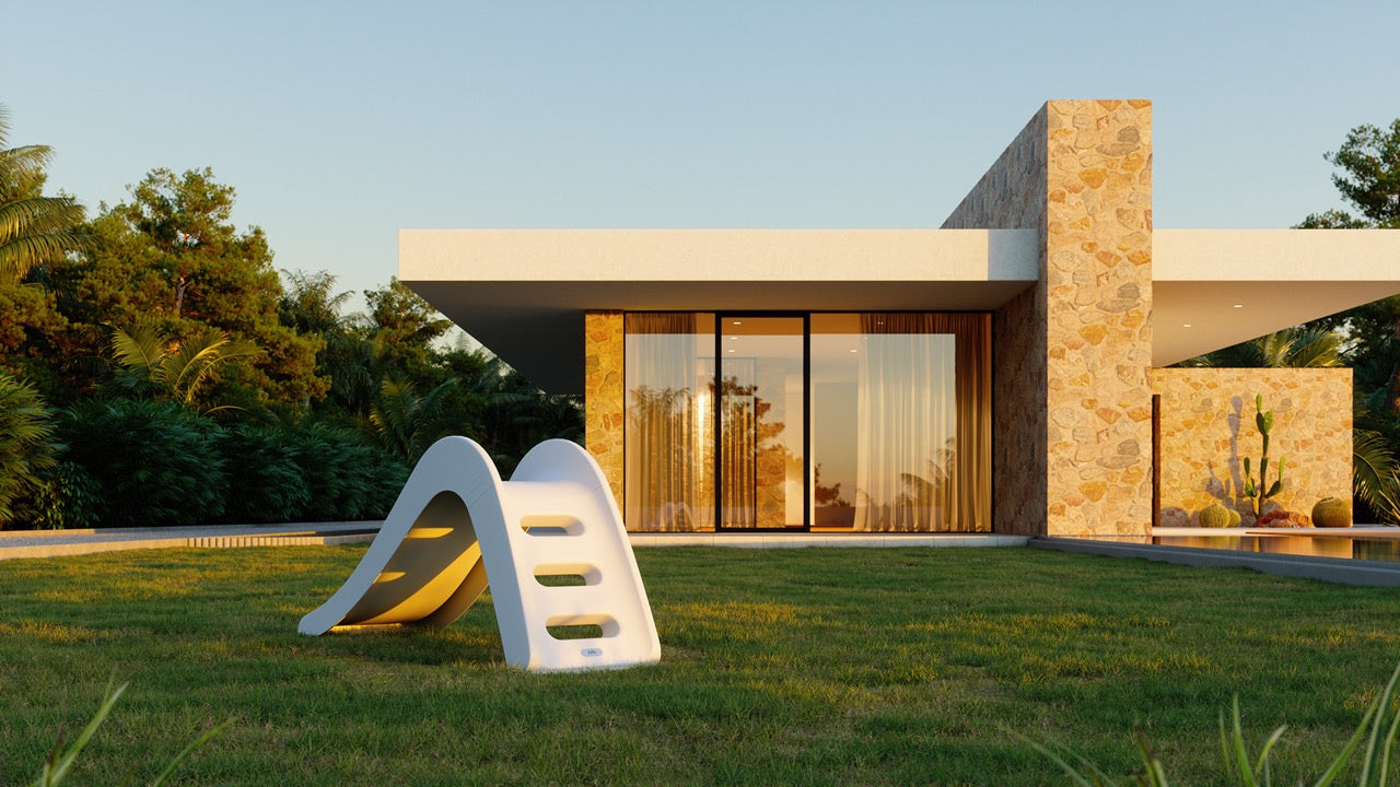 White outdoor slide for garden play - Jupiduu Outdoor Slide - AlmaVidaKids