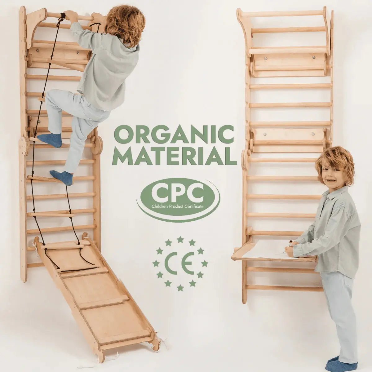 Climbing Wall Set: Gym Add - on | Climbing Ladder | Swing Set | Slide Board | Art Addition - AlmaVidaKids