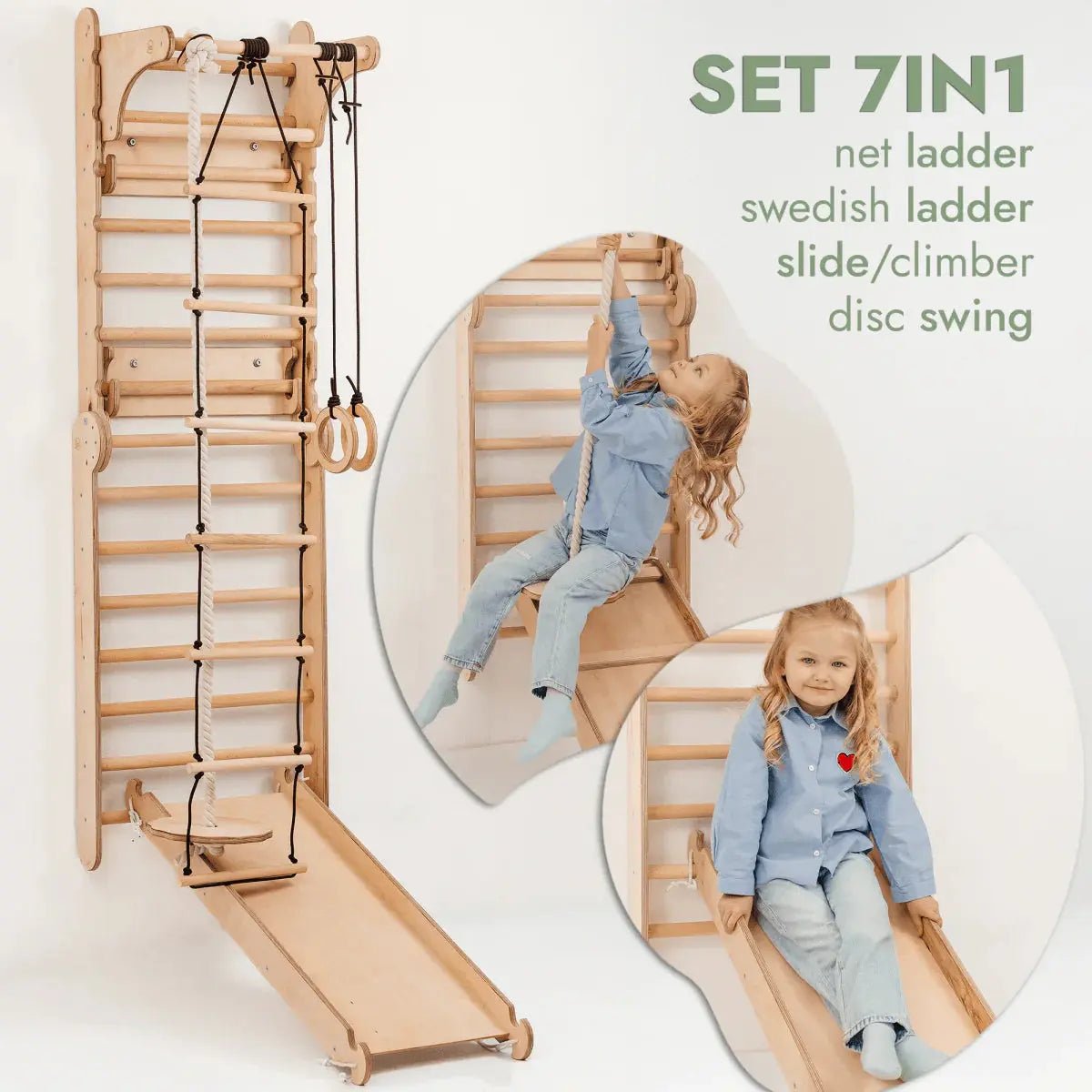Climbing Wall Set: Gym Add - on | Climbing Ladder | Swing Set | Slide Board | Art Addition - AlmaVidaKids
