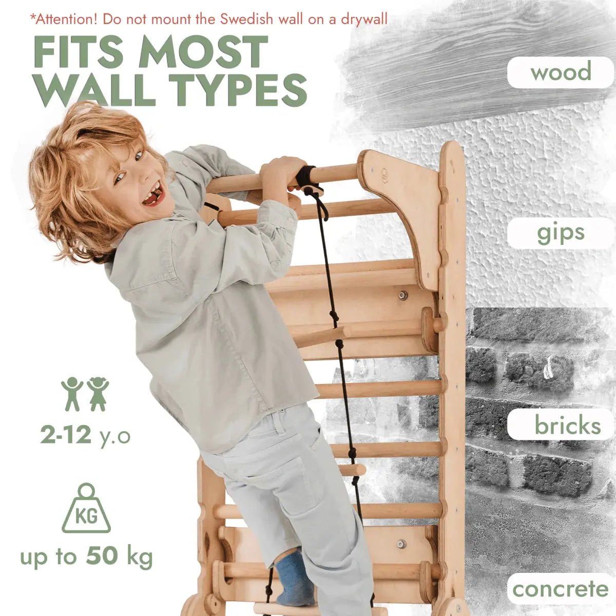 Climbing Wall Set: Gym Add - on | Climbing Ladder | Swing Set | Slide Board | Art Addition - AlmaVidaKids