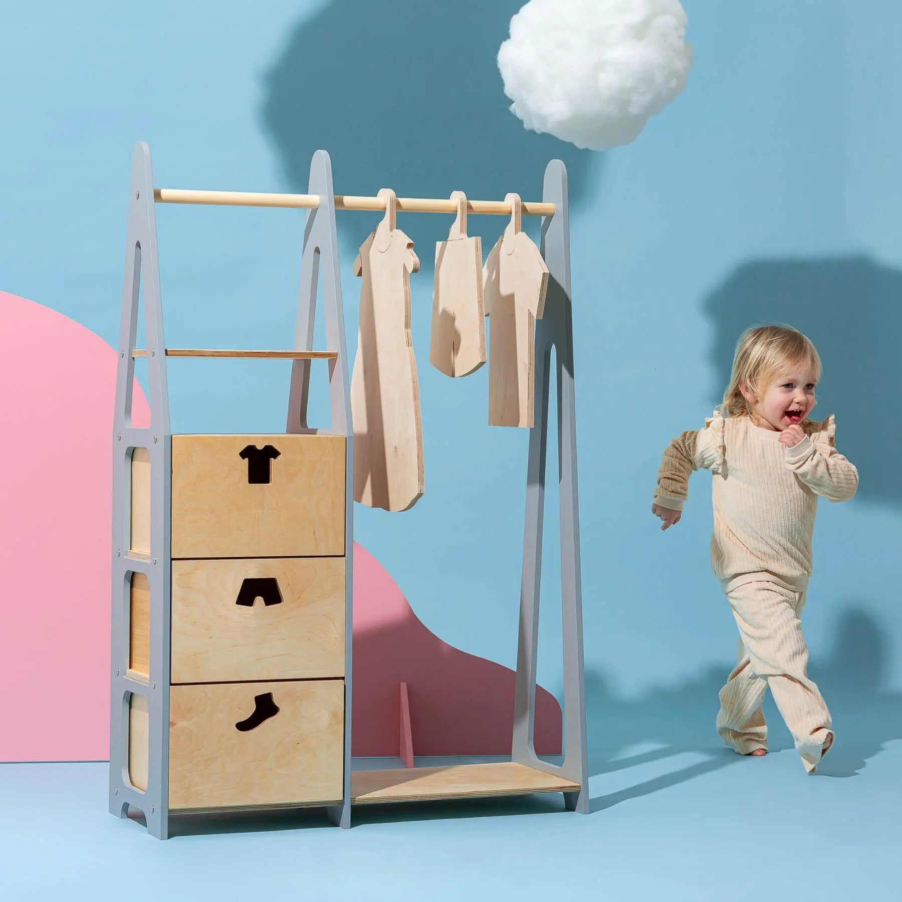 Clothing rack with drawers - AlmaVidaKids