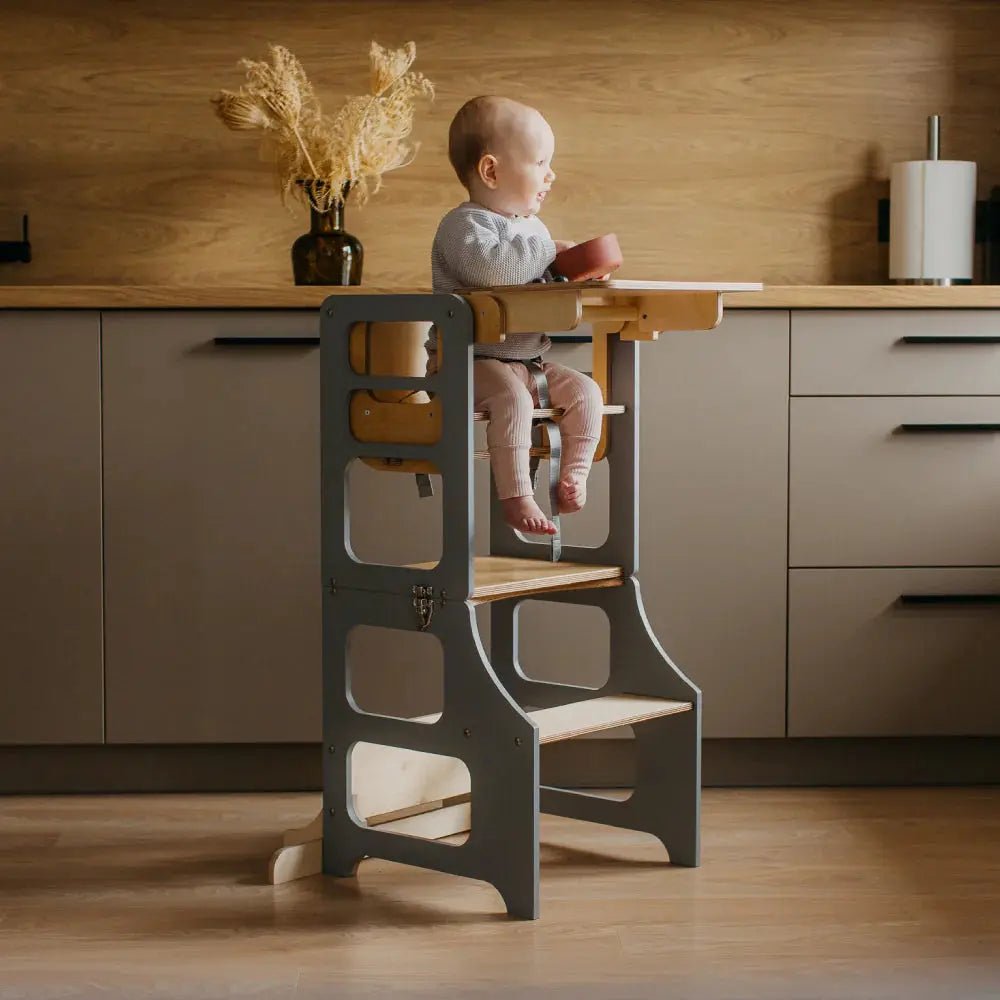 Foldable learning tower high chair - AlmaVidaKids