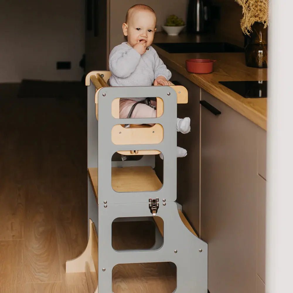 Foldable learning tower high chair - AlmaVidaKids