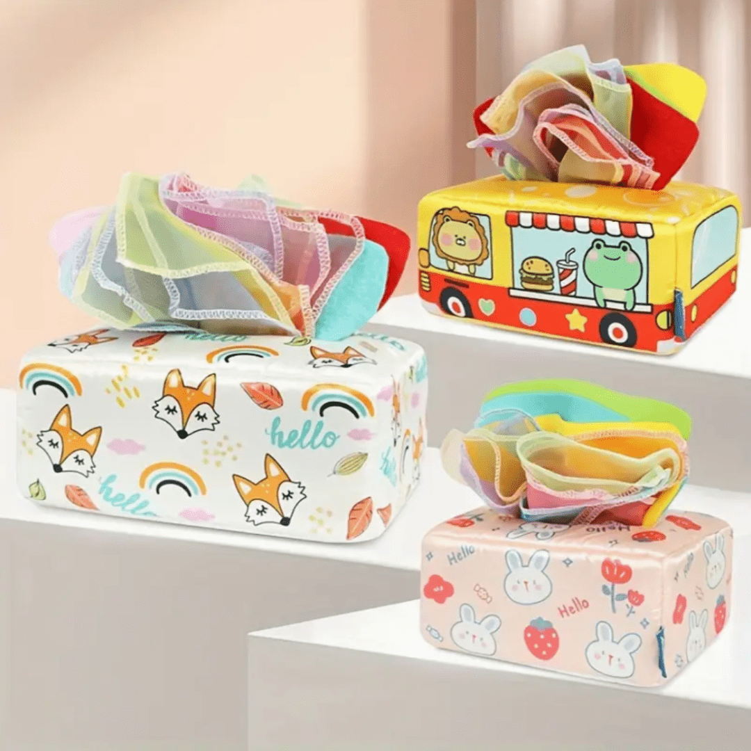 KleurenKracht – Ontwikkeling & Zintuigen – Montessori Sensorische Tissuebox - AlmaVidaKids