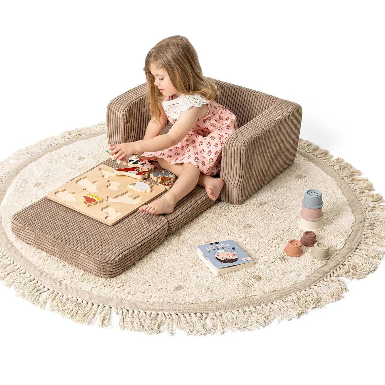 Lumi Toddler Chair Corduroy – 2 - in - 1 Chair and Nap Mattress - AlmaVidaKids