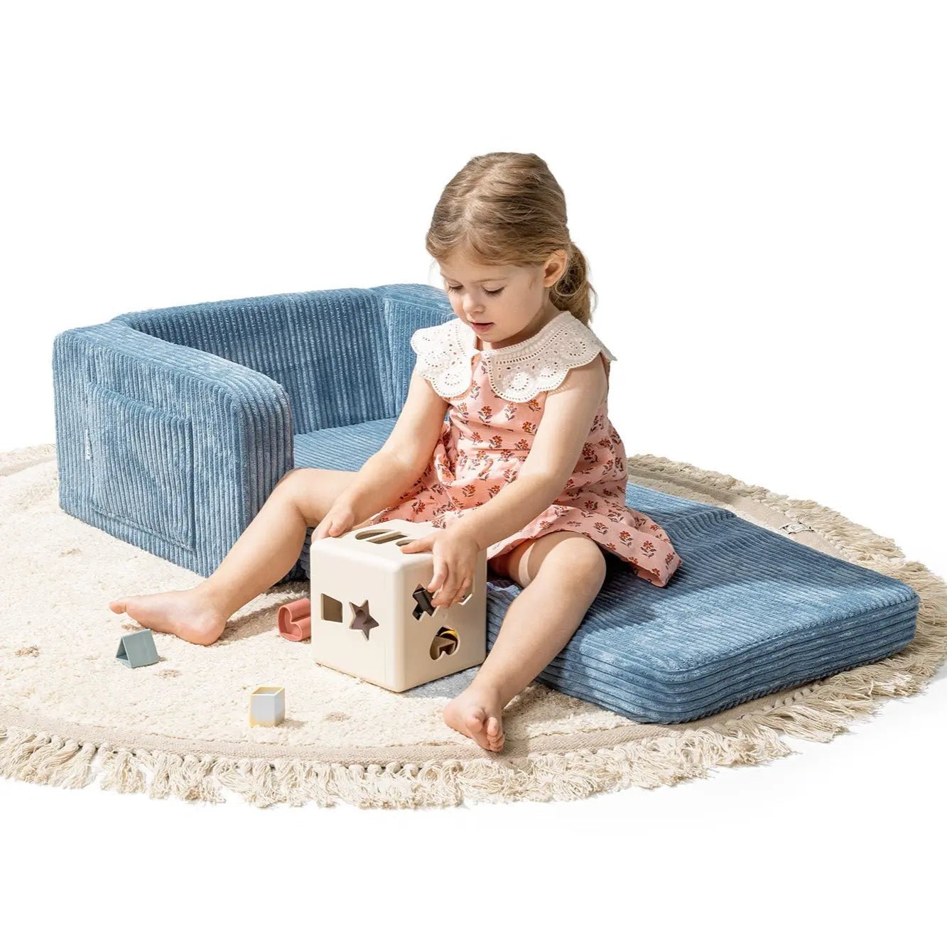 Lumi Toddler Chair Corduroy – 2 - in - 1 Chair and Nap Mattress - AlmaVidaKids