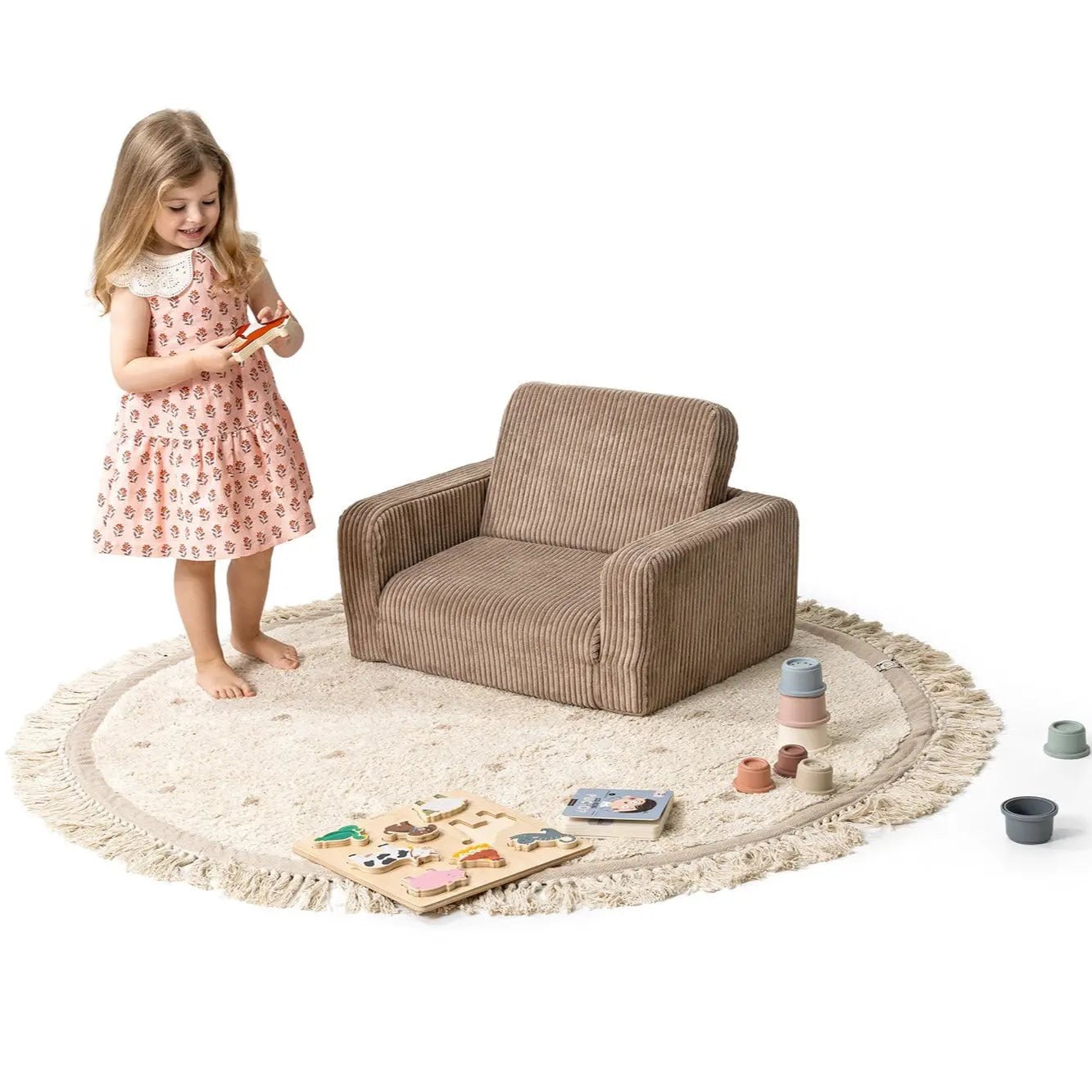 Lumi Toddler Chair Corduroy – 2 - in - 1 Chair and Nap Mattress - AlmaVidaKids