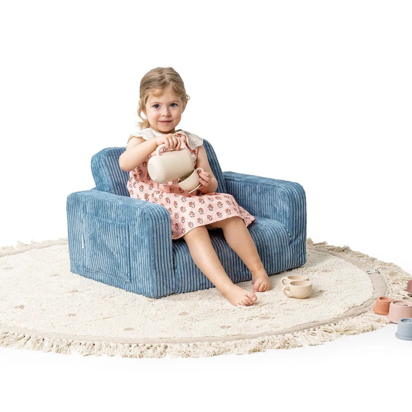 Lumi Toddler Chair Corduroy – 2 - in - 1 Chair and Nap Mattress - AlmaVidaKids