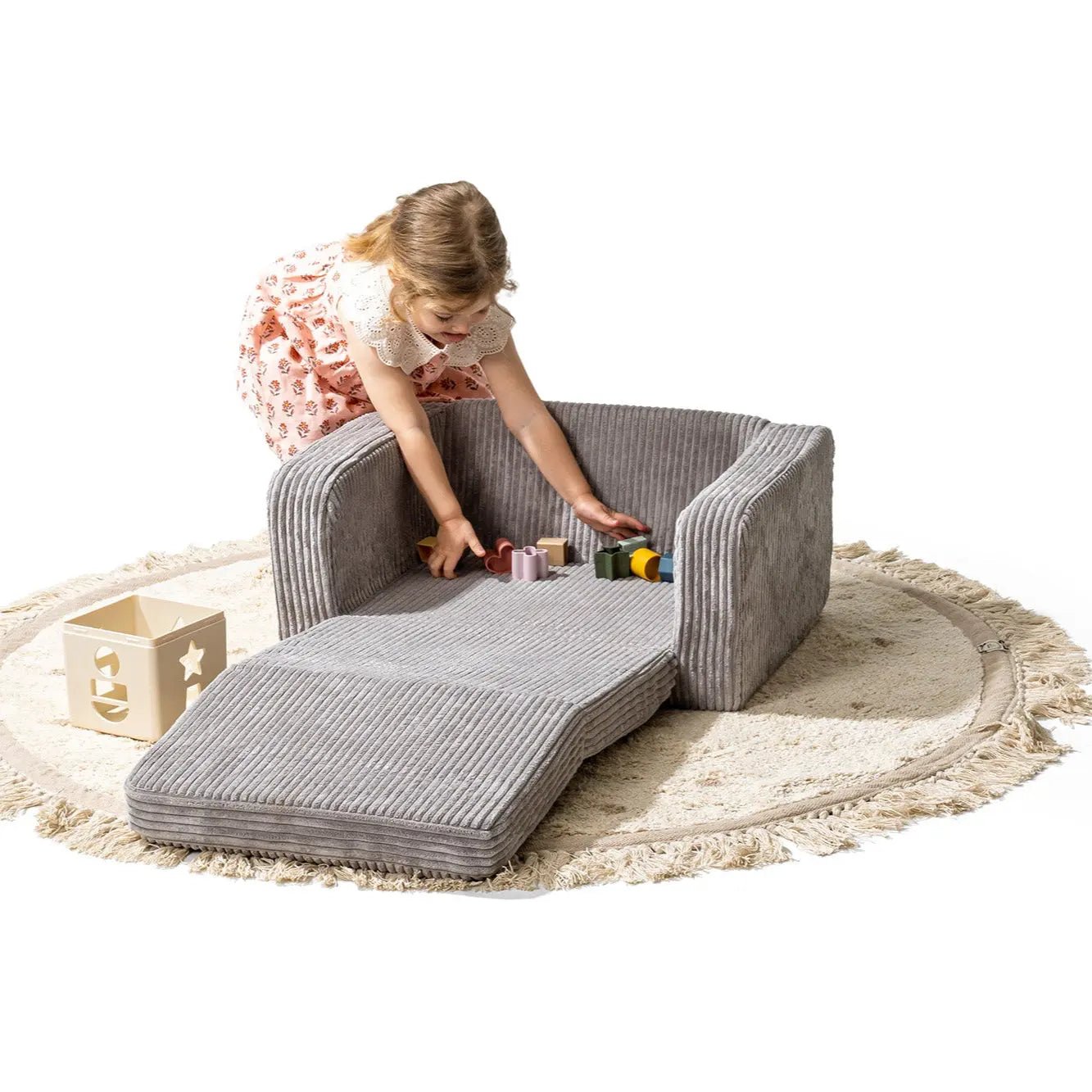 Lumi Toddler Chair Corduroy – 2 - in - 1 Chair and Nap Mattress - AlmaVidaKids