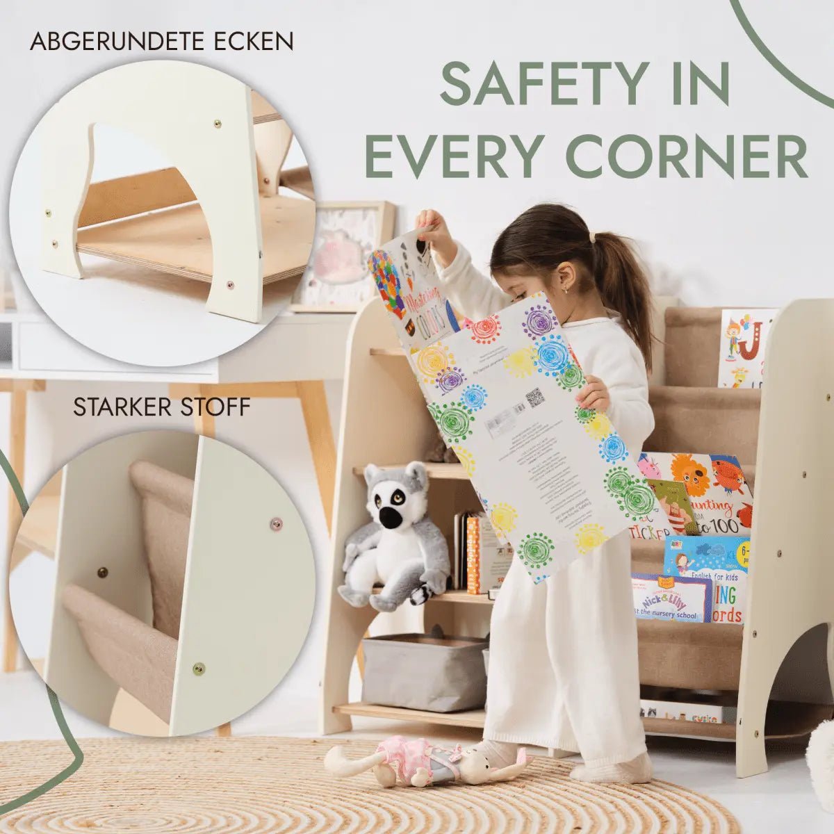 Montessori Bookshelf & Toy Shelving - AlmaVidaKids