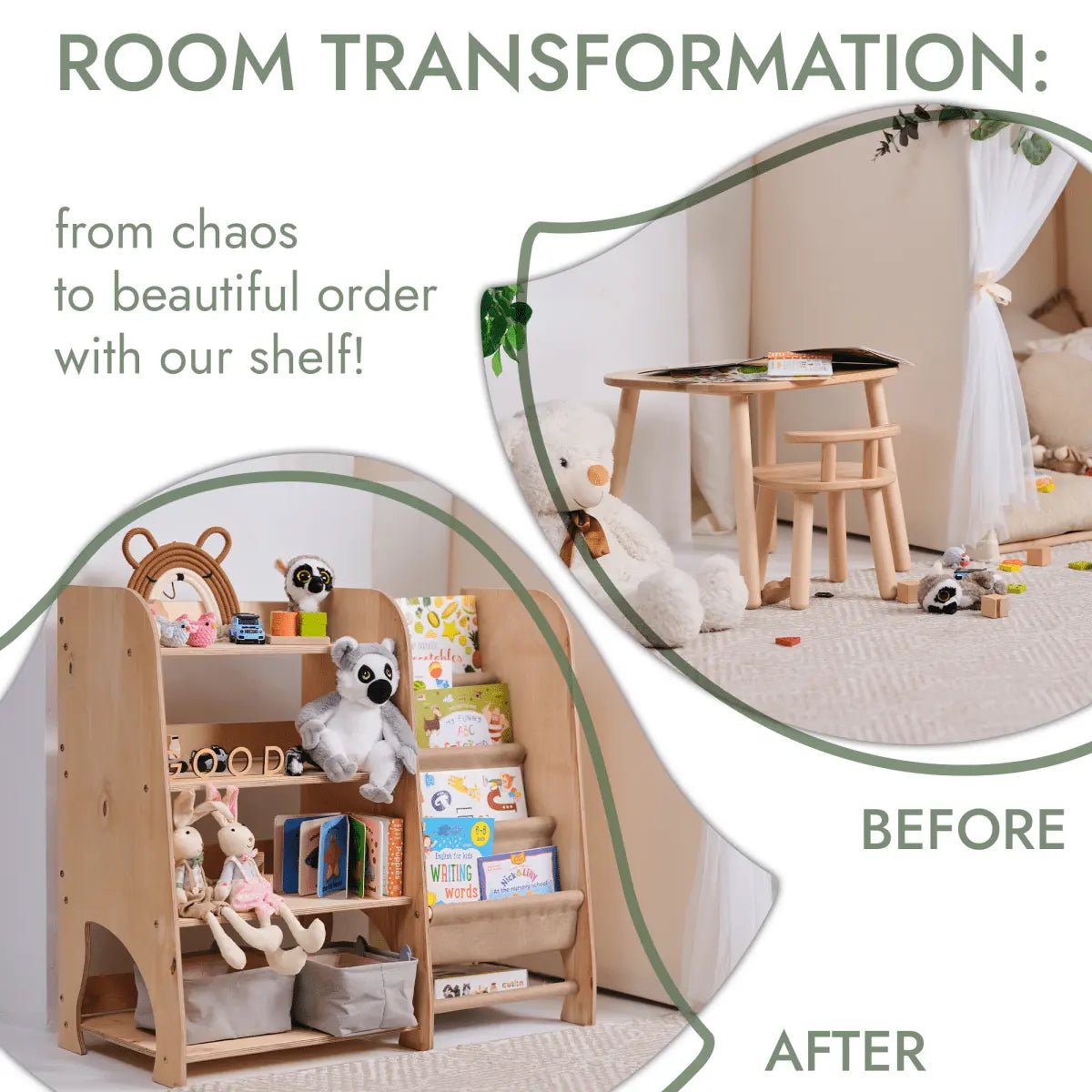 Montessori Bookshelf & Toy Shelving - AlmaVidaKids