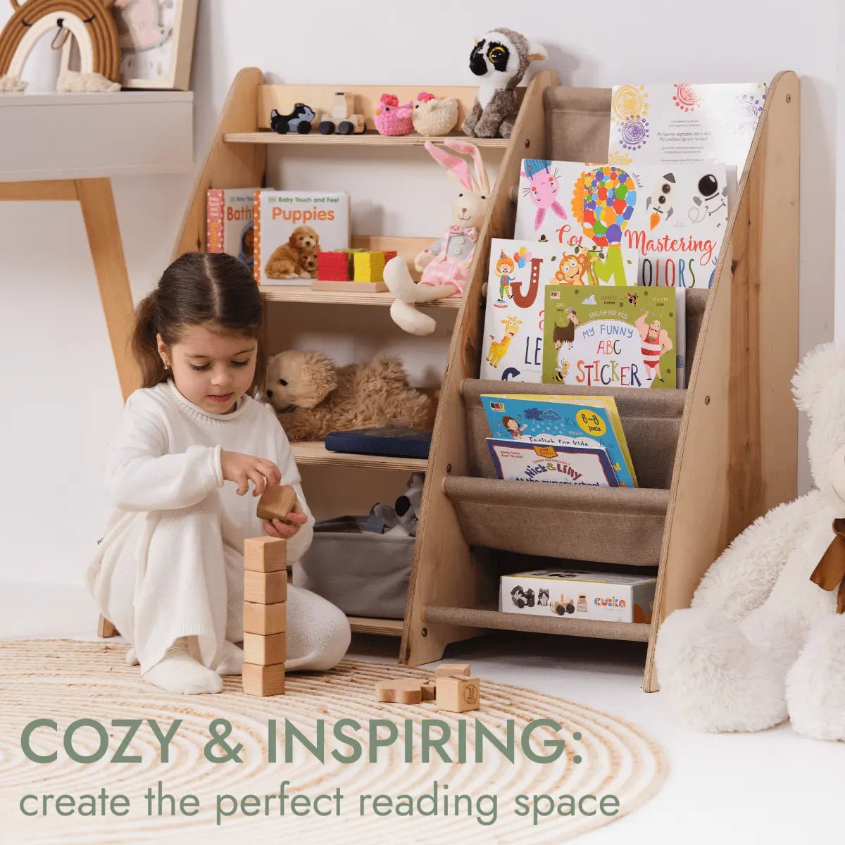 Montessori Bookshelf & Toy Shelving - AlmaVidaKids