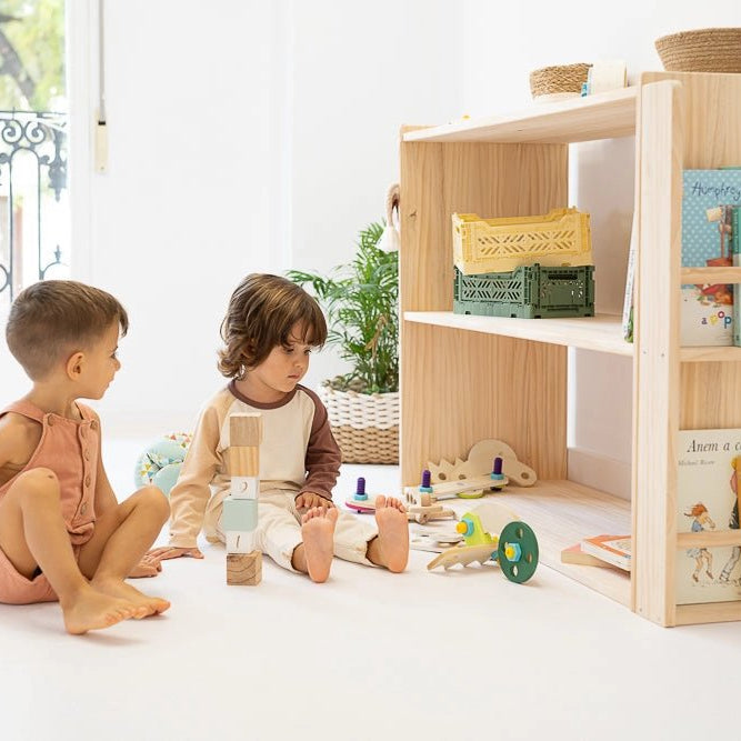 Montessori toyshelf with bookcase - AlmaVidaKids