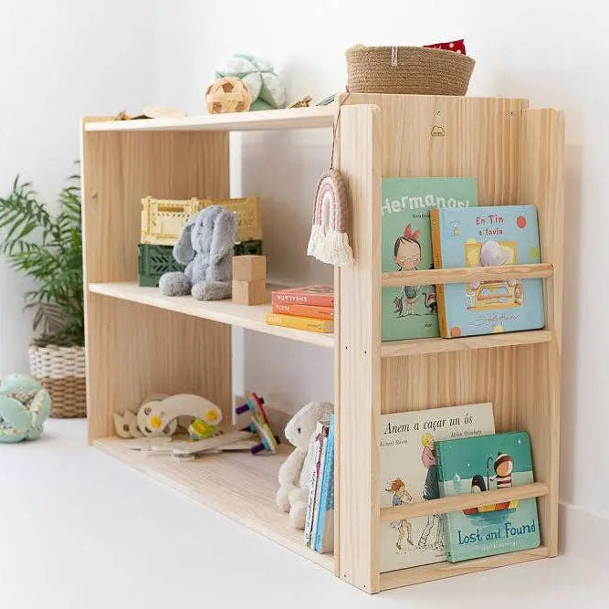 Montessori toyshelf with bookcase - AlmaVidaKids