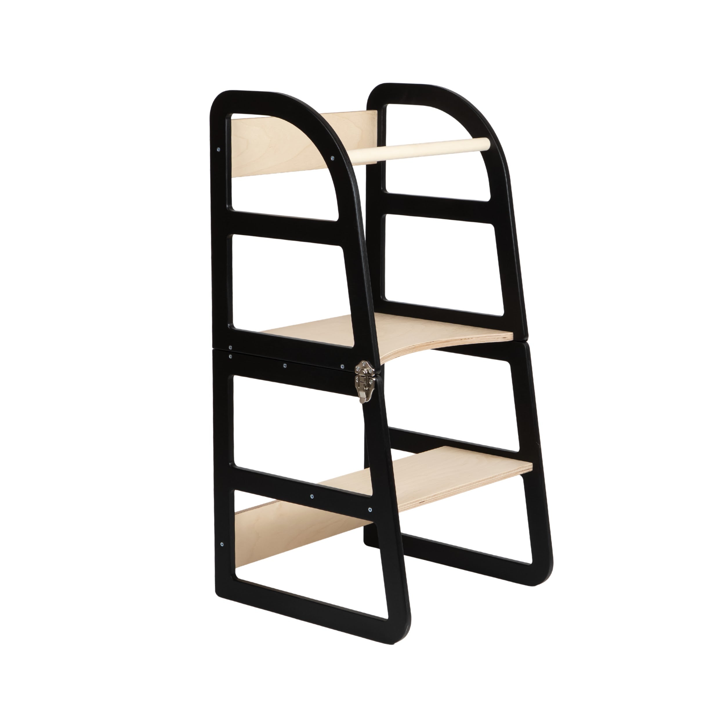 Black wooden 2-in-1 learning tower with clean frame — Sleekstep Learning Tower — AlmaVidaKids