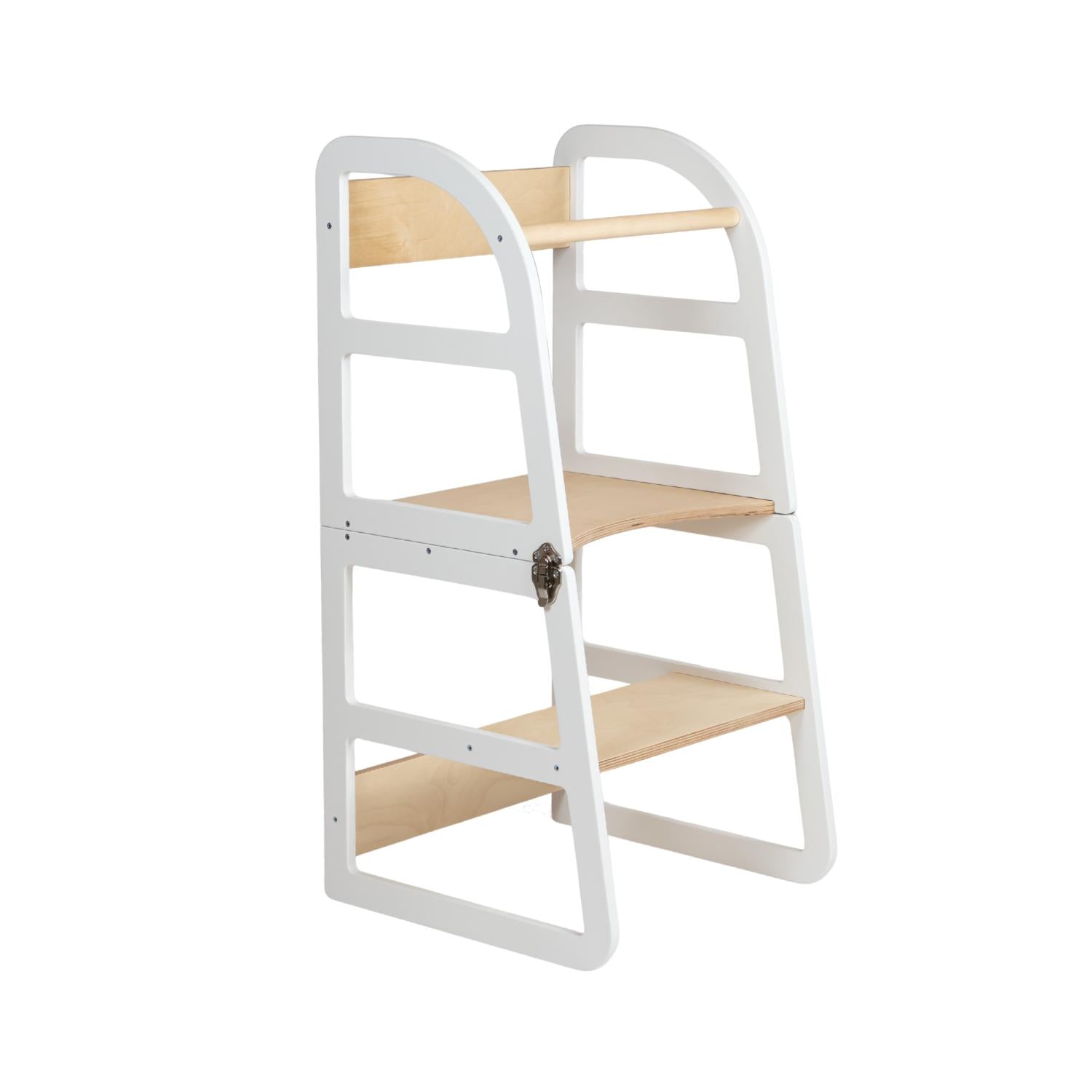 White wooden 2-in-1 learning tower with clean frame — Sleekstep Learning Tower — AlmaVidaKids