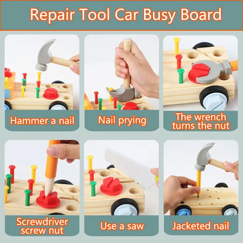 Woods™ - Draai & Leer - Montessori Auto Schroefbord - AlmaVidaKids