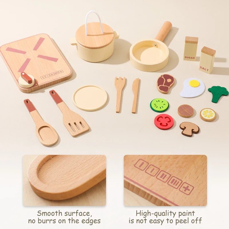 Woods™ - Mini - Chefs Aan Zet - Houten Speelkeuken Set - AlmaVidaKids