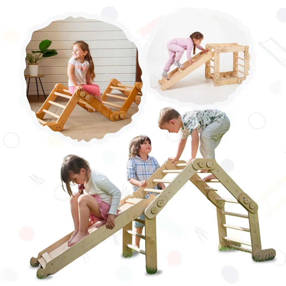 Climbing Set: Snake Ladder + Slide Board/Climbing Ramp - AlmaVidaKids