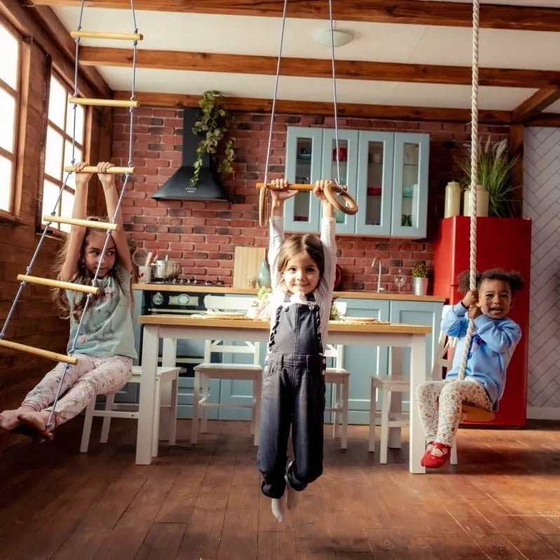 Swings Set: Rope Ladder | Gymnastic Rings | Disc Rope Swing - AlmaVidaKids