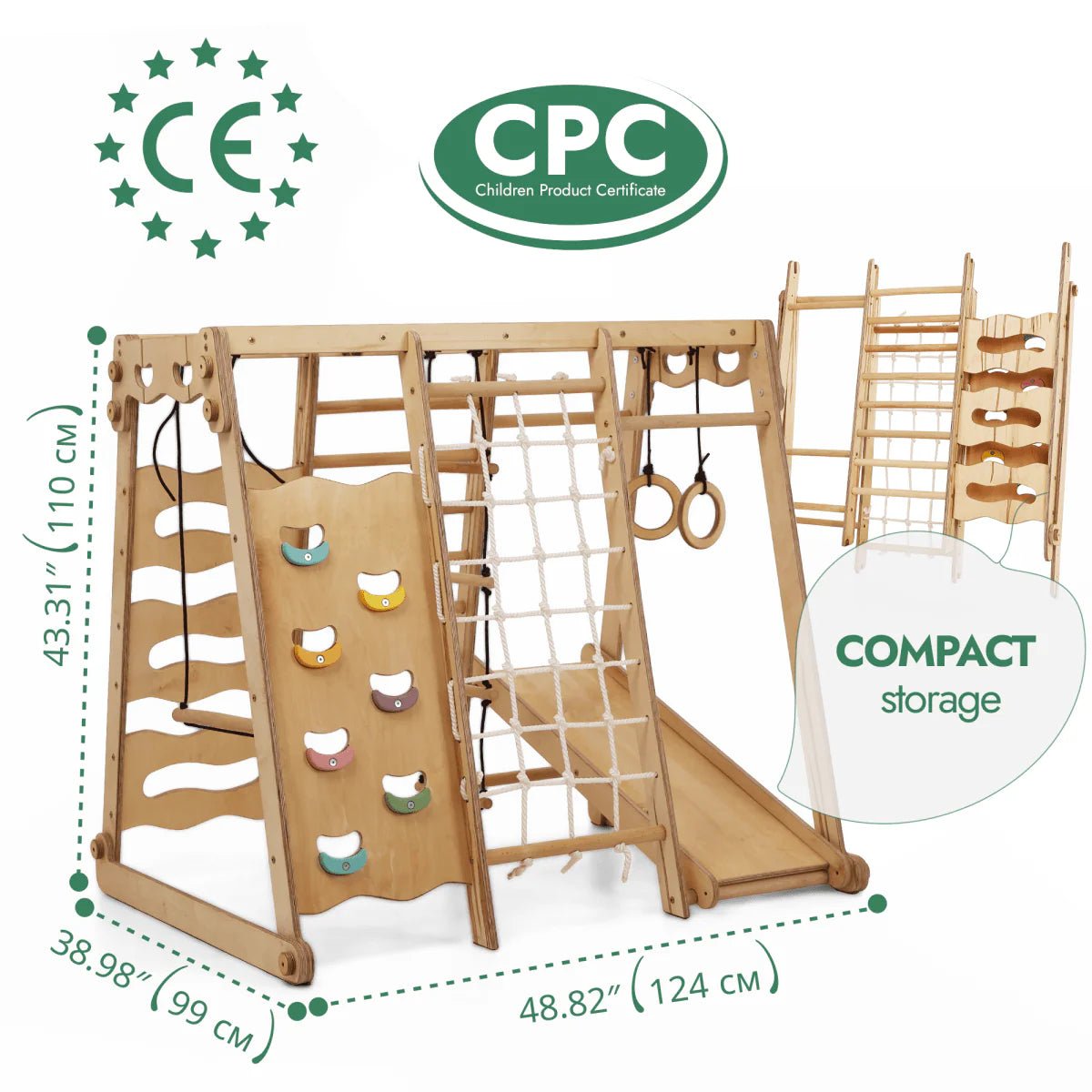 6 - in - 1 Indoor jungle gym with slide, swings & climbing wall - AlmaVidaKids