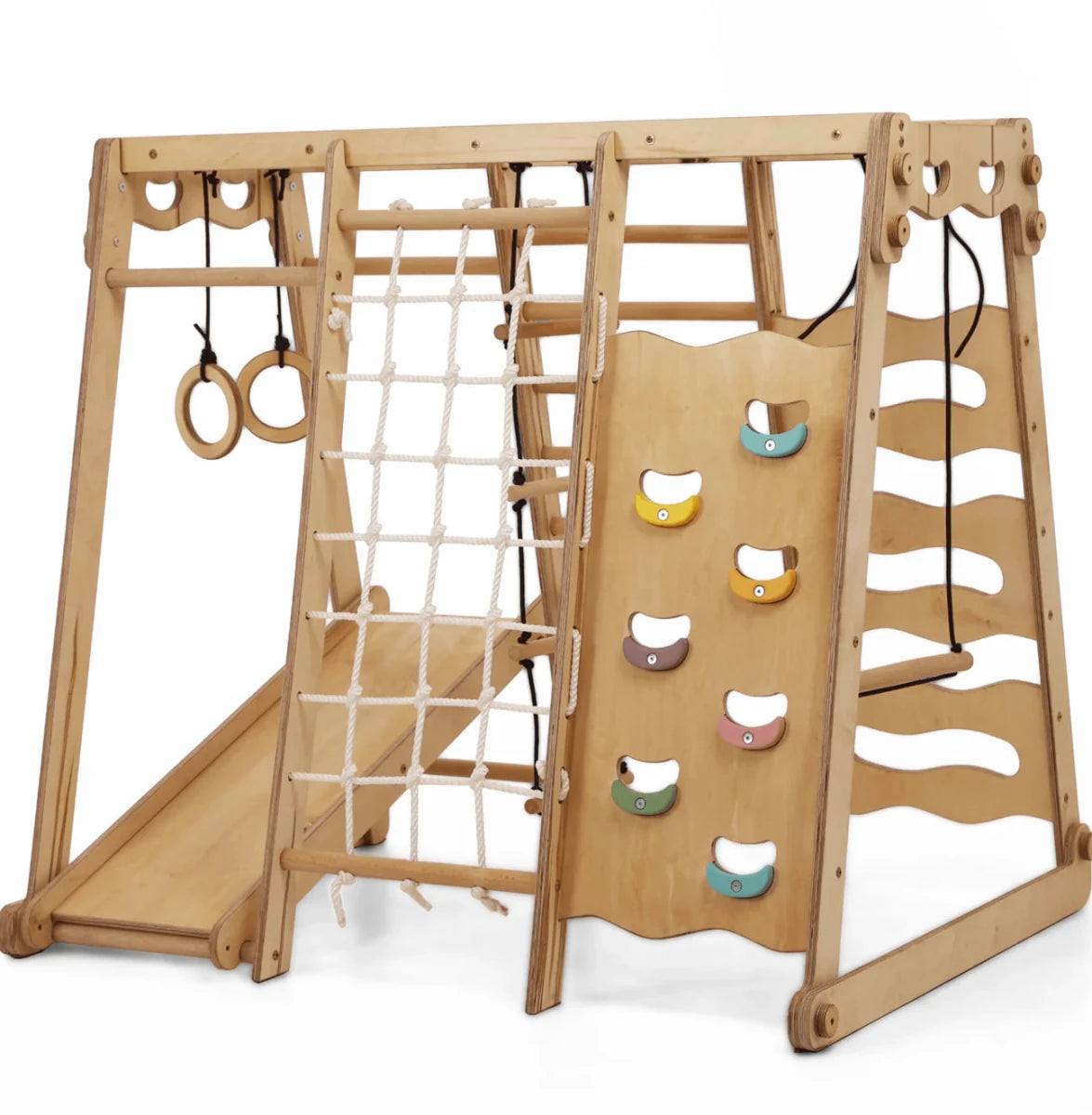 6 - in - 1 Indoor jungle gym with slide, swings & climbing wall - AlmaVidaKids