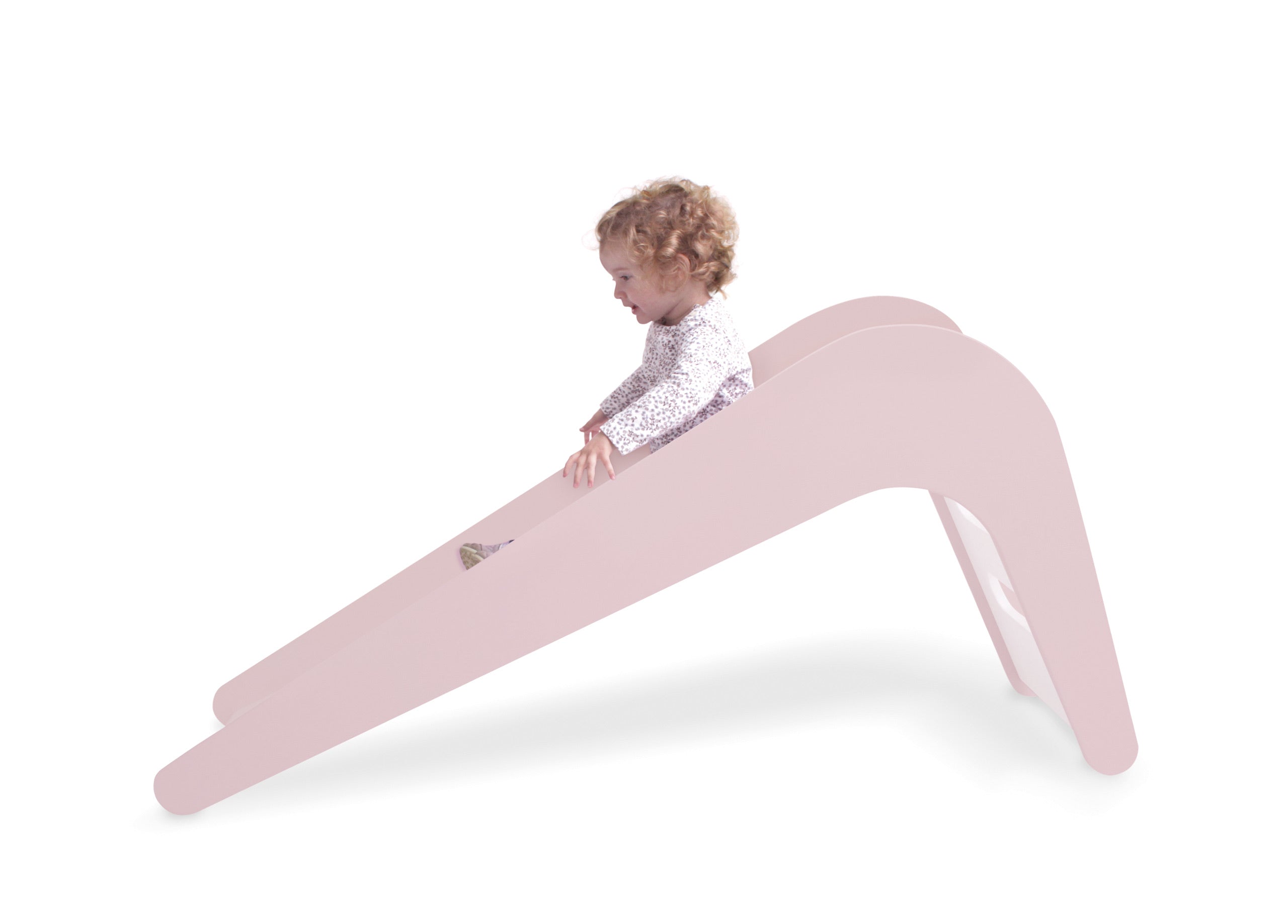 Child playing on rose indoor toddler slide — Jupiduu Indoor Slide — AlmaVidaKids