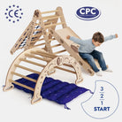 Apollo 5in1 Climbing Set: Pikler Triangle, Net, Arch, Slide Board, and Cushion for Little Astronauts - Goodevas
