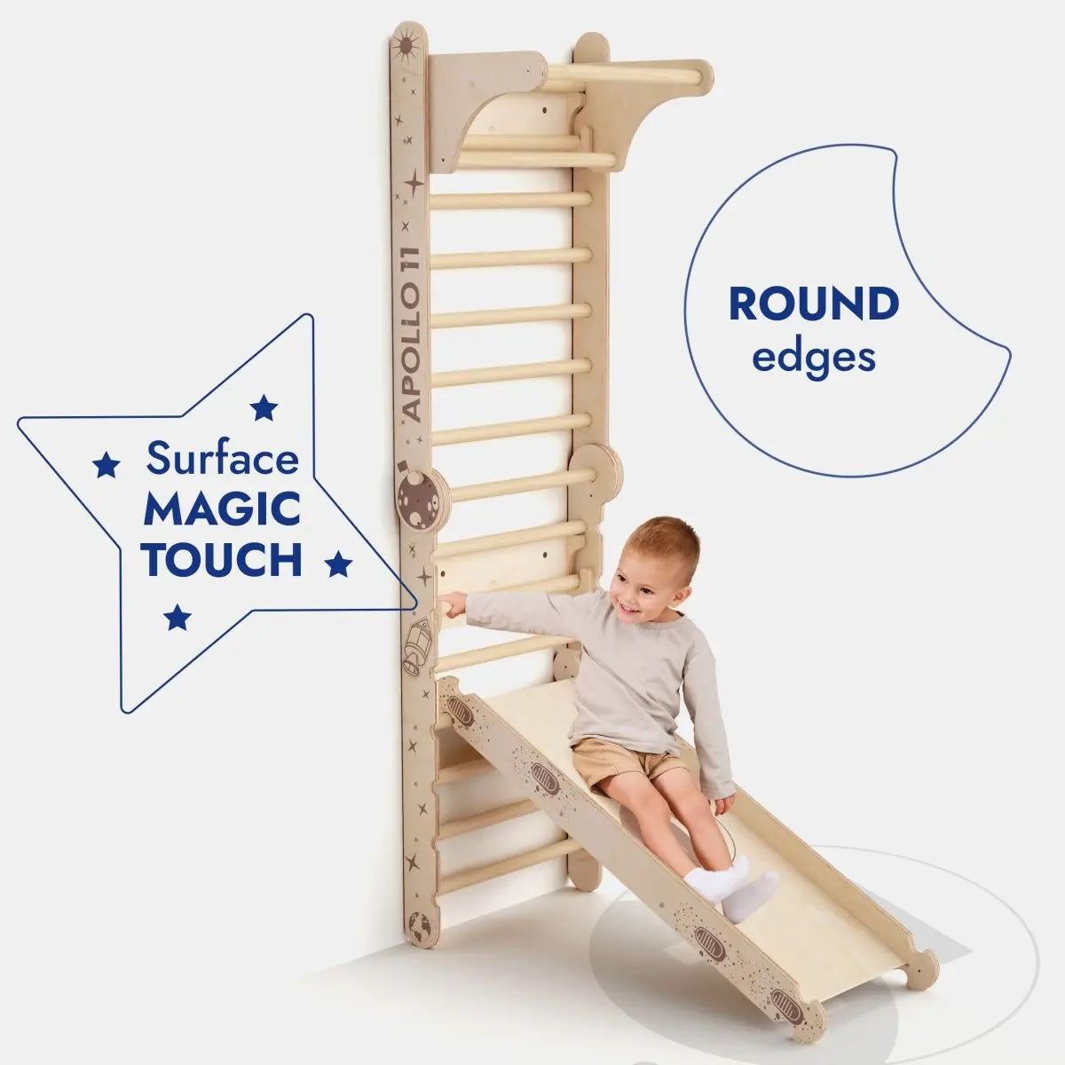 Apollo Swedish Wall / Climbing ladder for Little Austronauts + Moon swing Set + Slide Board - Goodevas