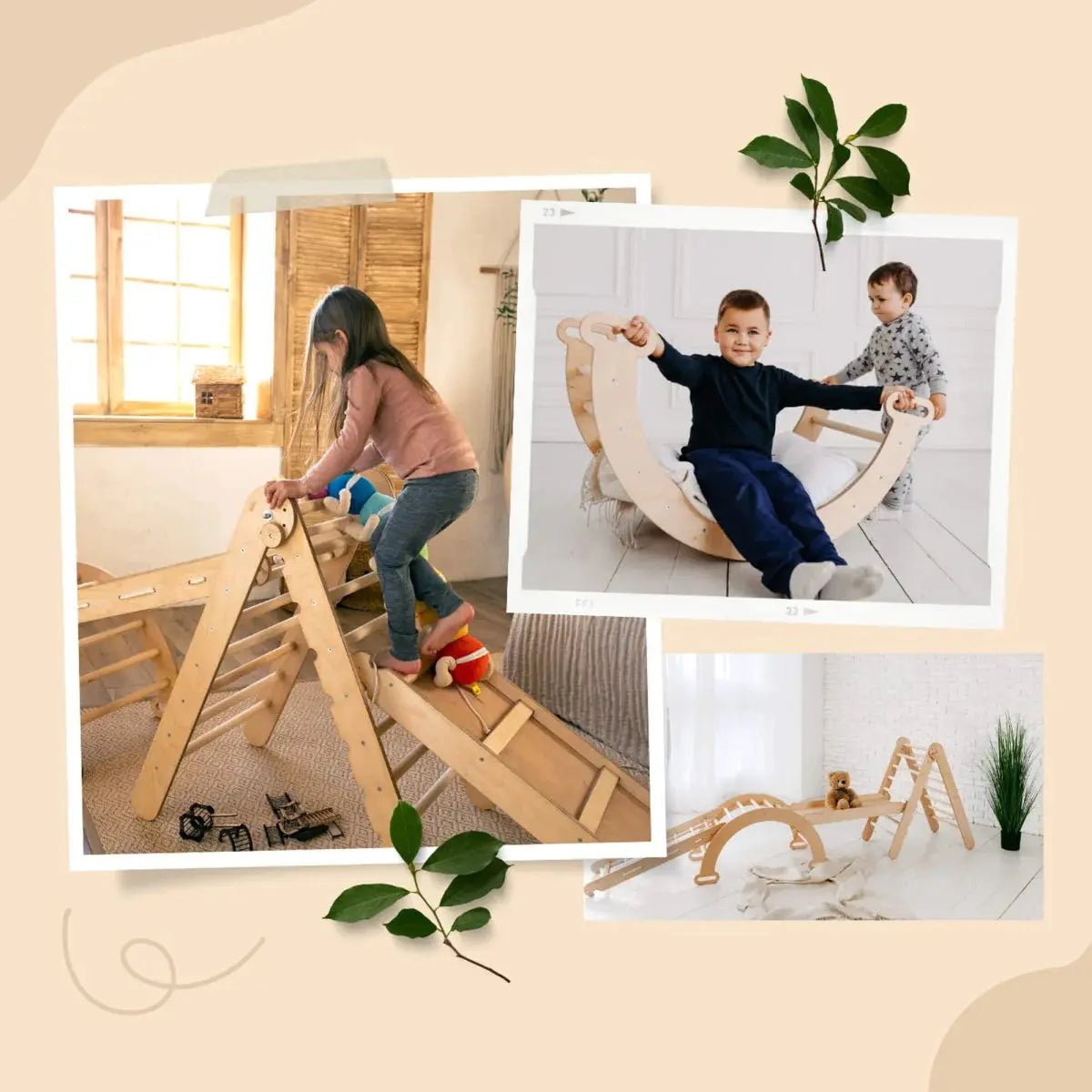 Climbing Set: Triangle Ladder | Climbing Arch | Slide Board/Ramp | Rope Ladder - AlmaVidaKids