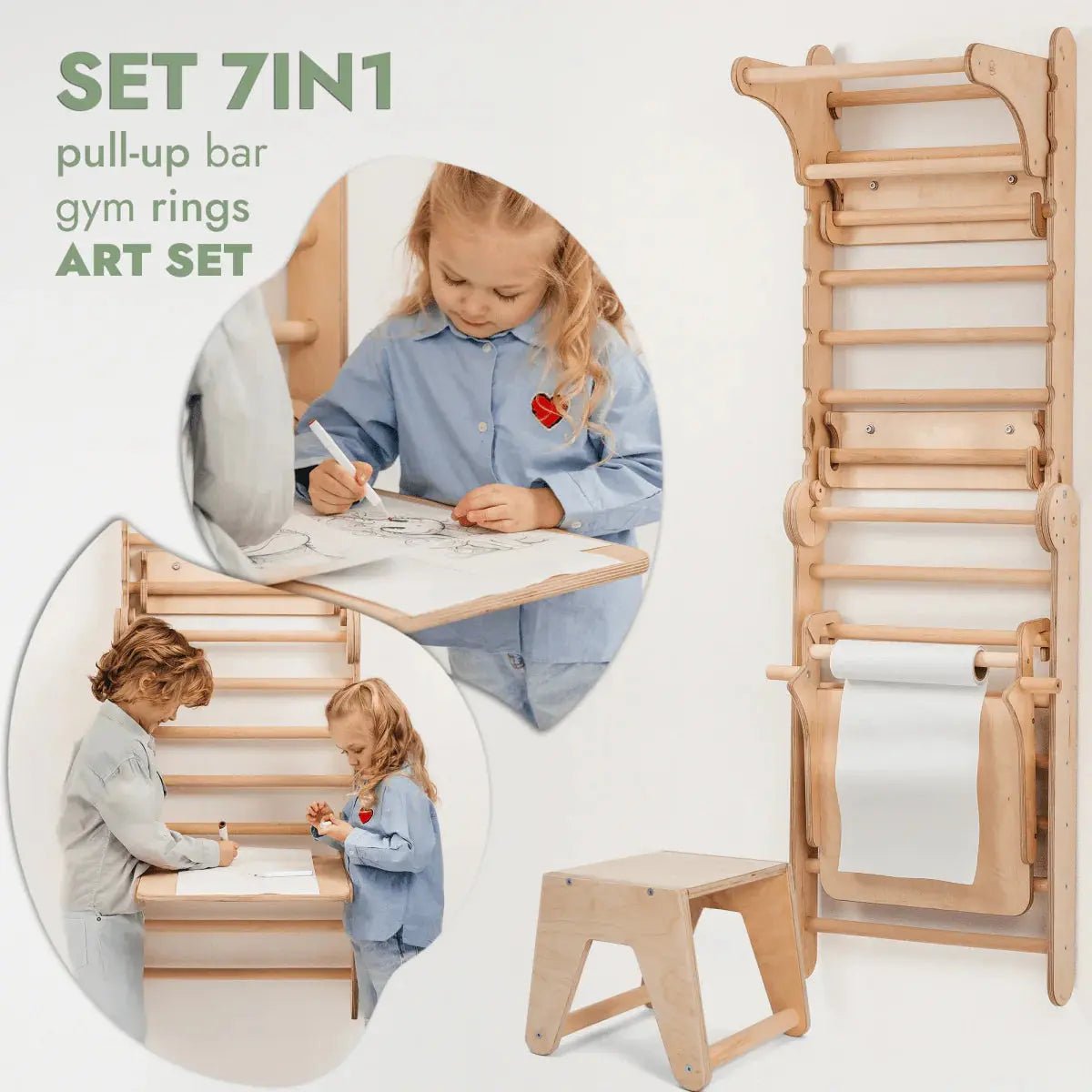 Climbing Wall Set: Gym Add - on | Climbing Ladder | Swing Set | Slide Board | Art Addition - AlmaVidaKids