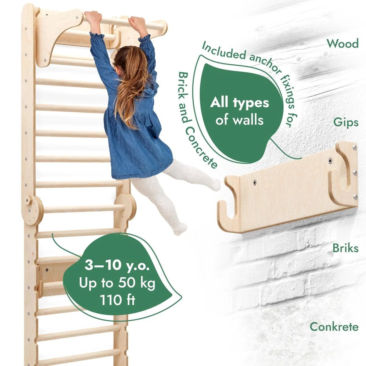 Climbing Wall Set · Gym Add - on · Slide & Swings - AlmaVidaKids