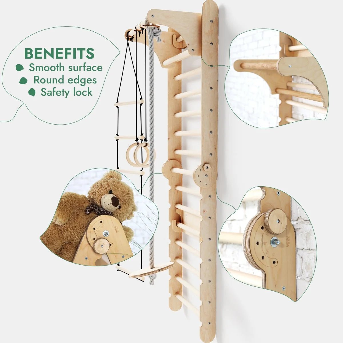 Climbing Wall Set · Gym Add - on · Slide & Swings - AlmaVidaKids