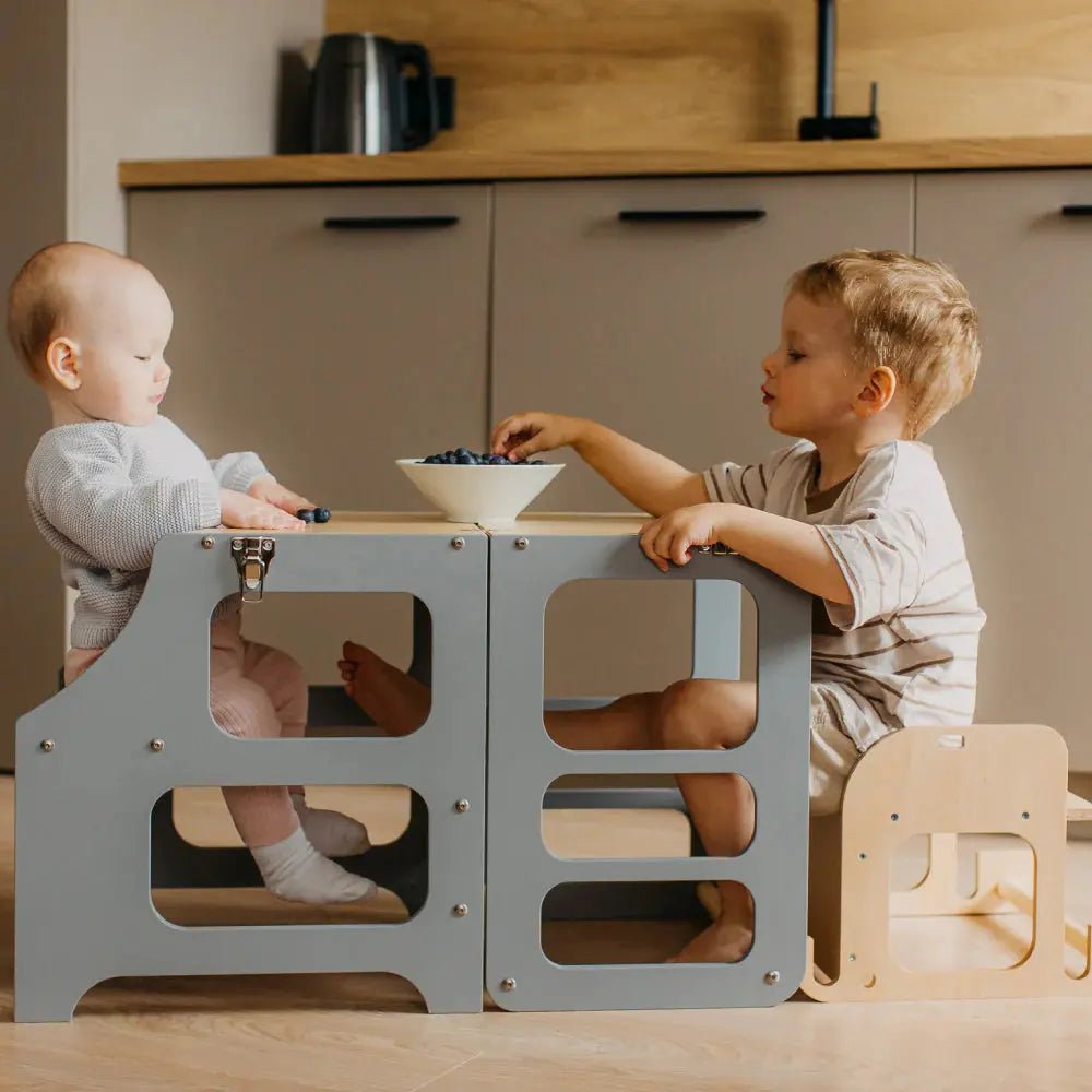 Foldable learning tower high chair - AlmaVidaKids