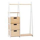Children’s clothing rack with rectangular drawer handles - White