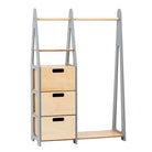Children’s clothing rack with rectangular drawer handles - Gray