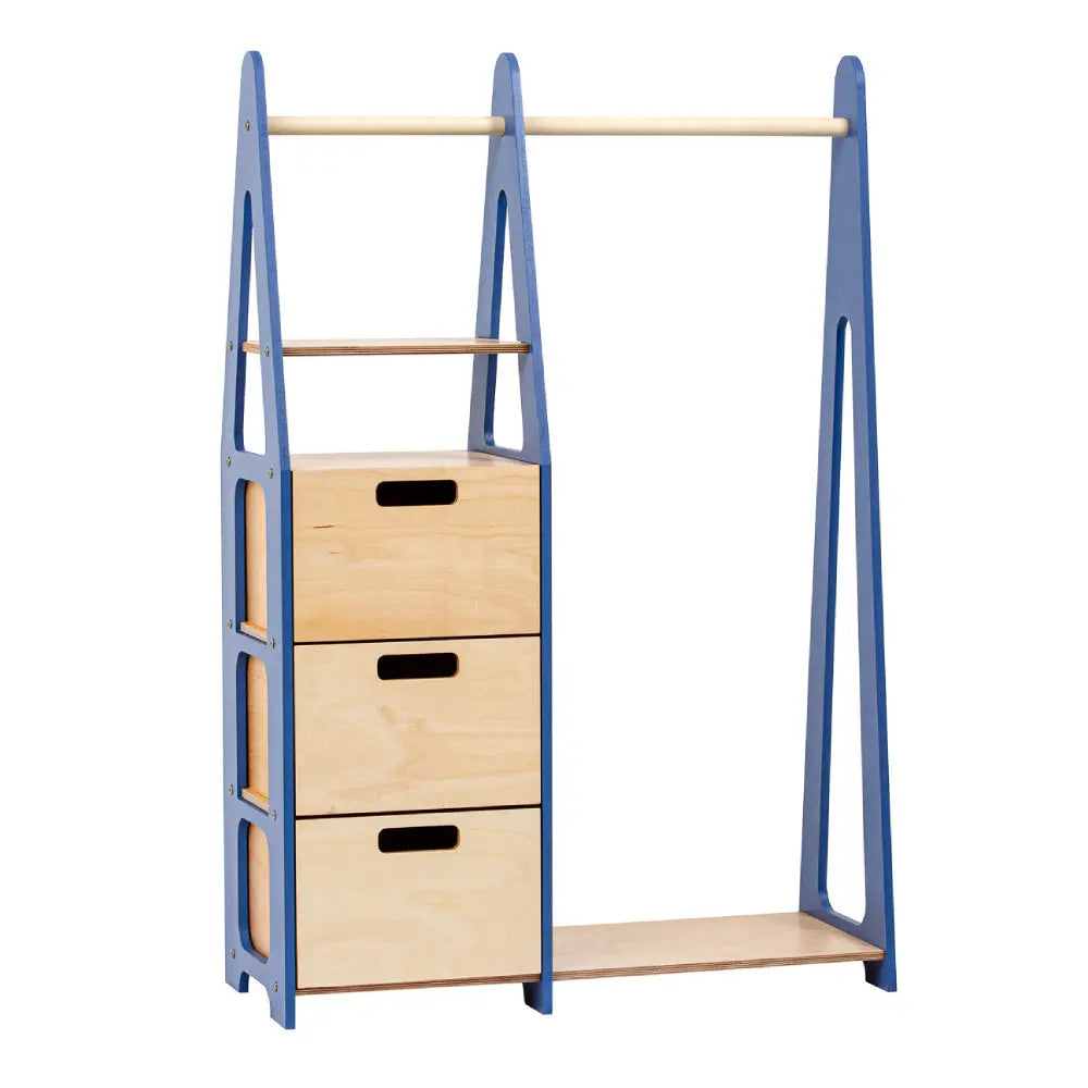 Children’s clothing rack with rectangular drawer handles - Blue