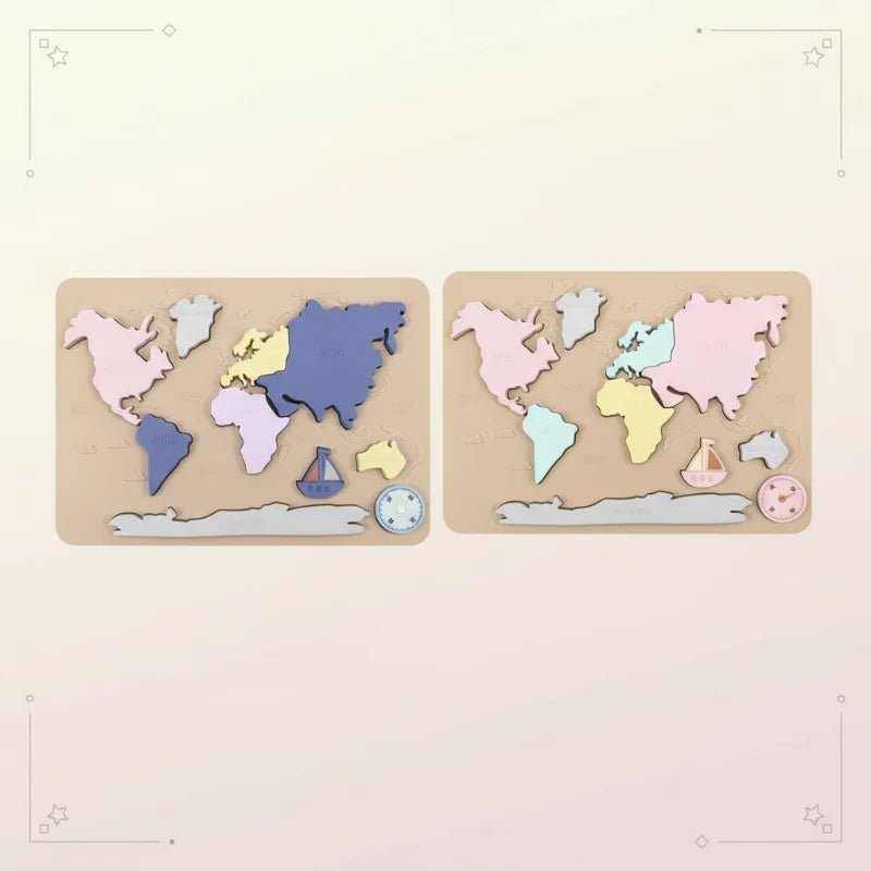 GeoKids – Montessori & Educatief – Siliconen Wereldkaart Puzzel - AlmaVidaKids