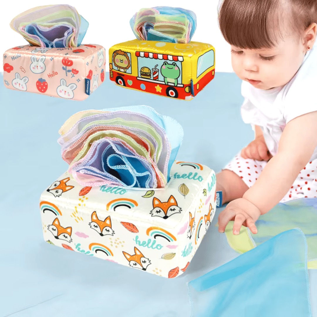 KleurenKracht – Ontwikkeling & Zintuigen – Montessori Sensorische Tissuebox - AlmaVidaKids