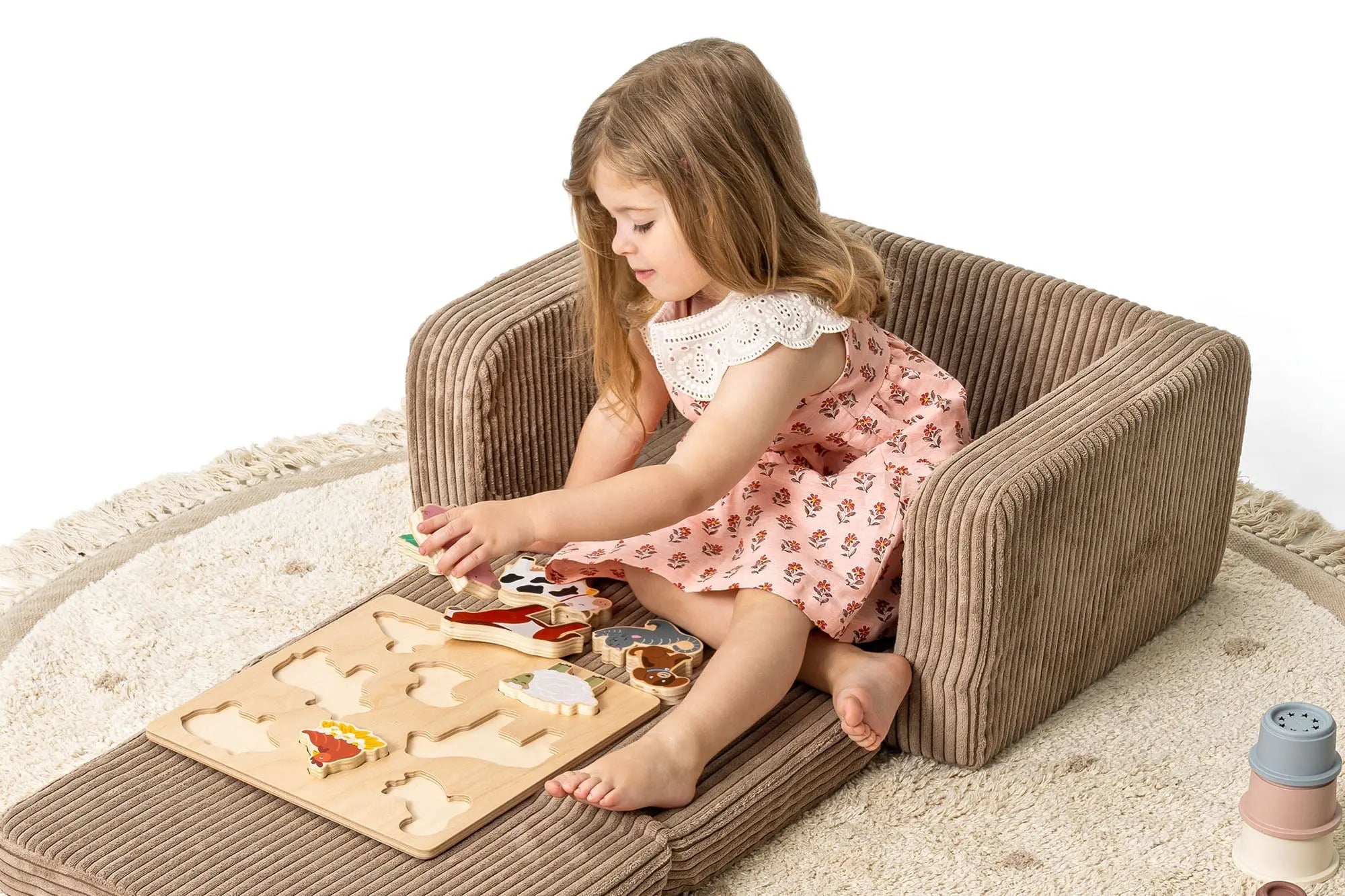 Lumi Toddler Chair Corduroy – 2 - in - 1 Chair and Nap Mattress - AlmaVidaKids