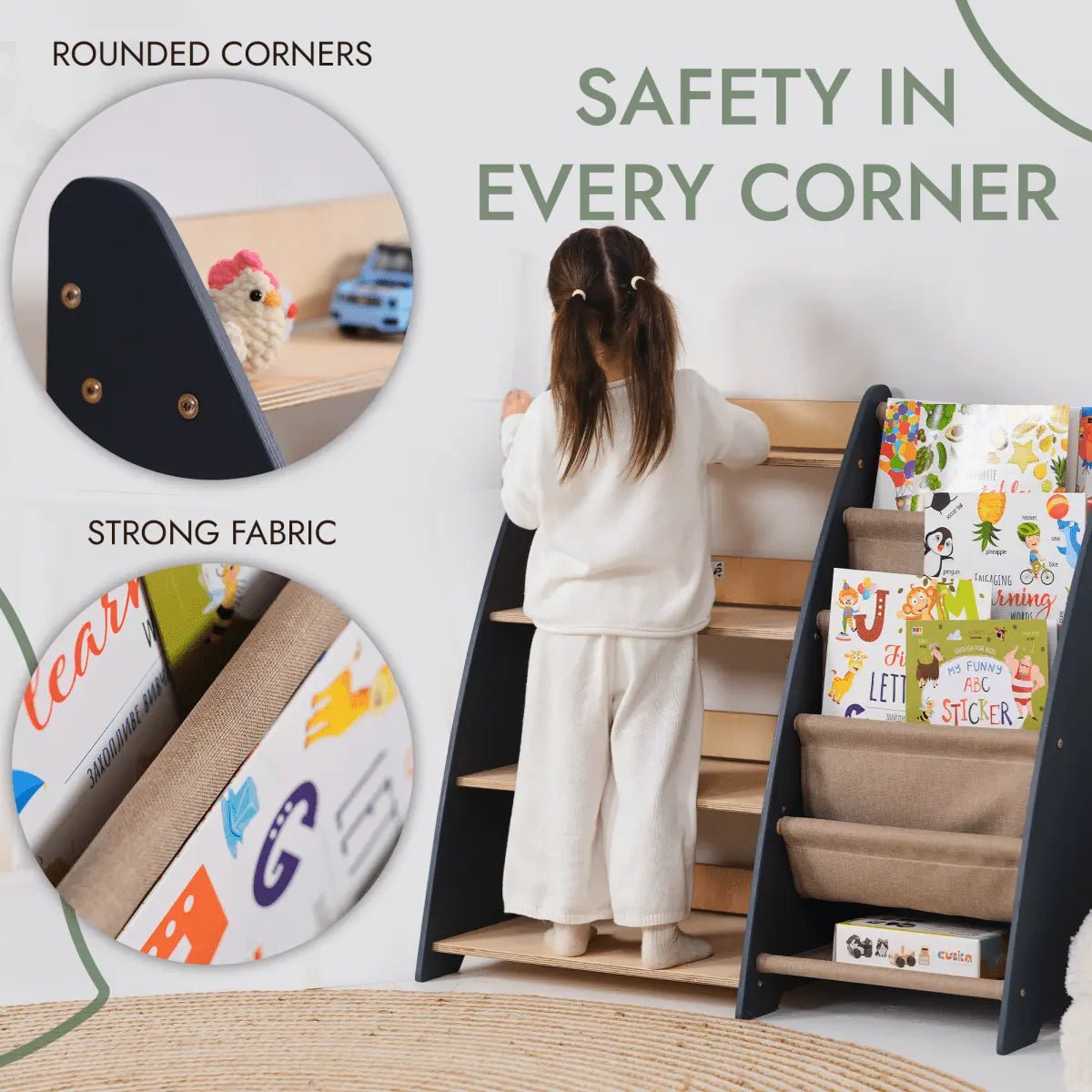 Montessori Bookshelf & Toy Shelving - AlmaVidaKids