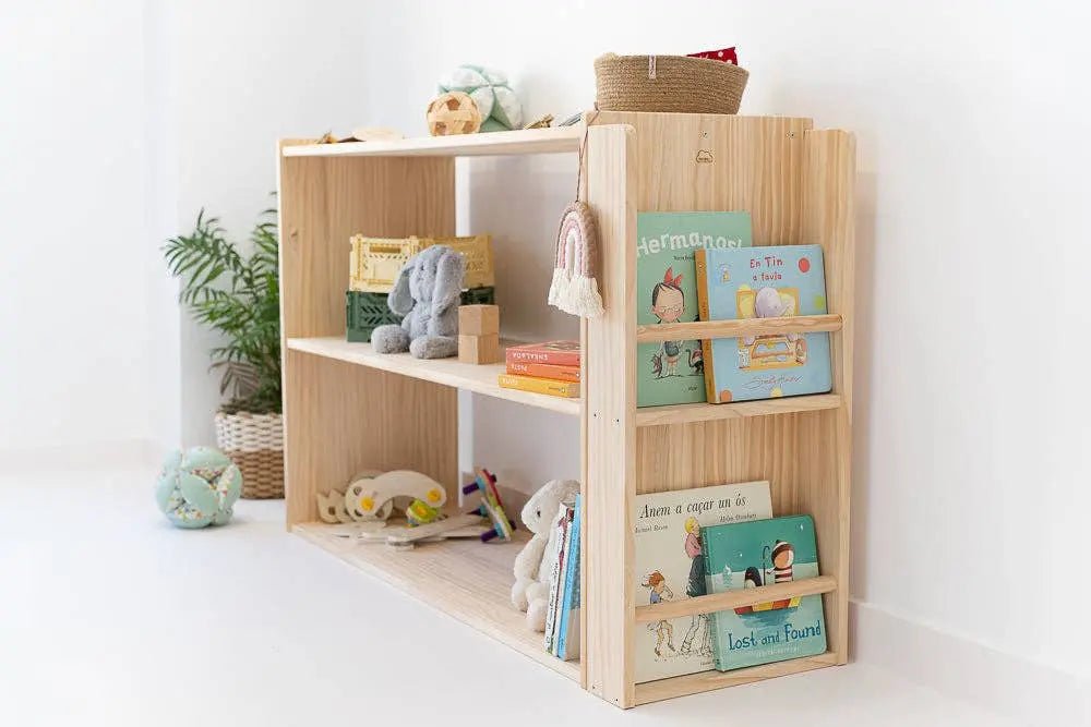 Montessori toyshelf with bookcase - AlmaVidaKids