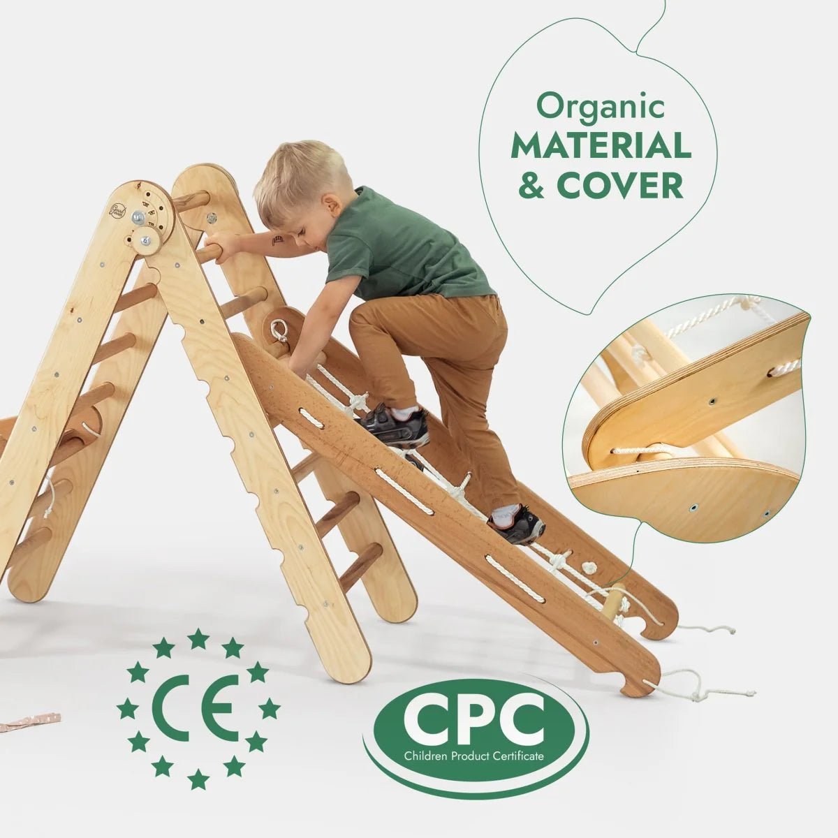Pikler Triangle | Climbing Arch | Slide Board/Ramp | Rope Ladder | Arch Cushion - AlmaVidaKids