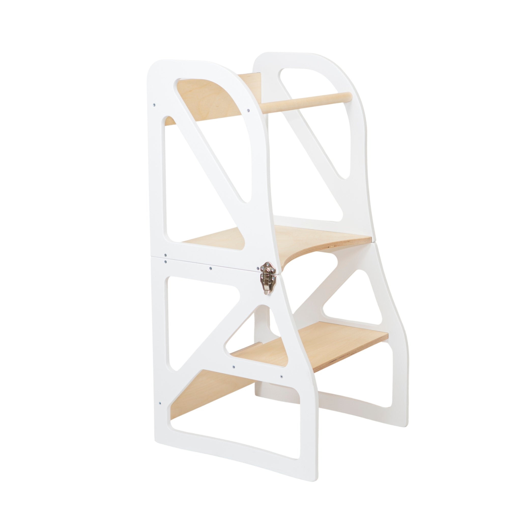 White wooden 2-in-1 learning tower with enclosed frame — Securestep Learning Tower — AlmaVidaKids
