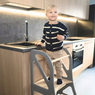 Gray Securestep 2-in-1 learning tower in standing tower mode