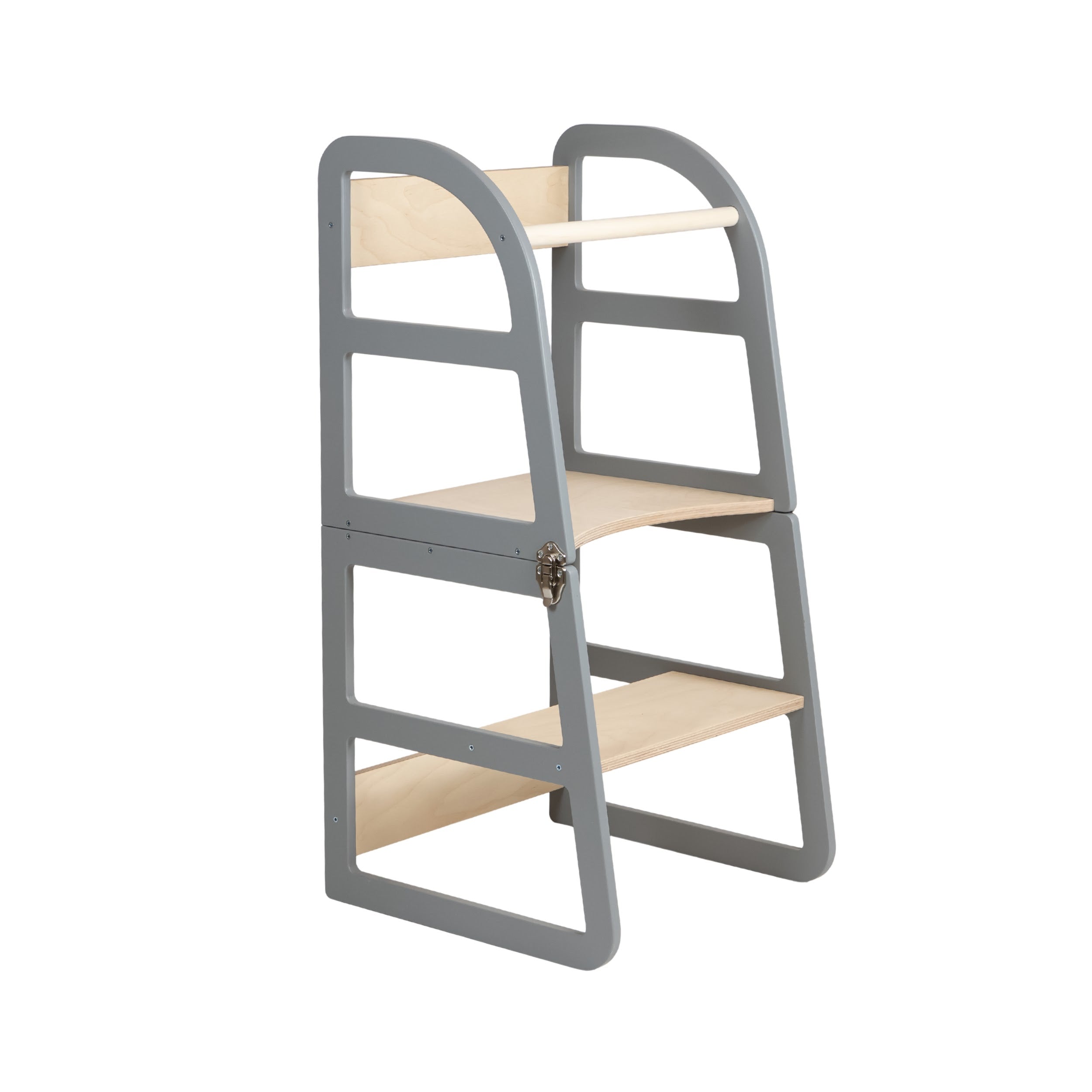 Gray wooden 2-in-1 learning tower with clean frame — Sleekstep Learning Tower — AlmaVidaKids