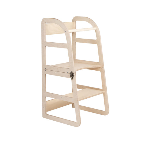 Natural wooden 2-in-1 learning tower with clean frame — Sleekstep Learning Tower — AlmaVidaKids
