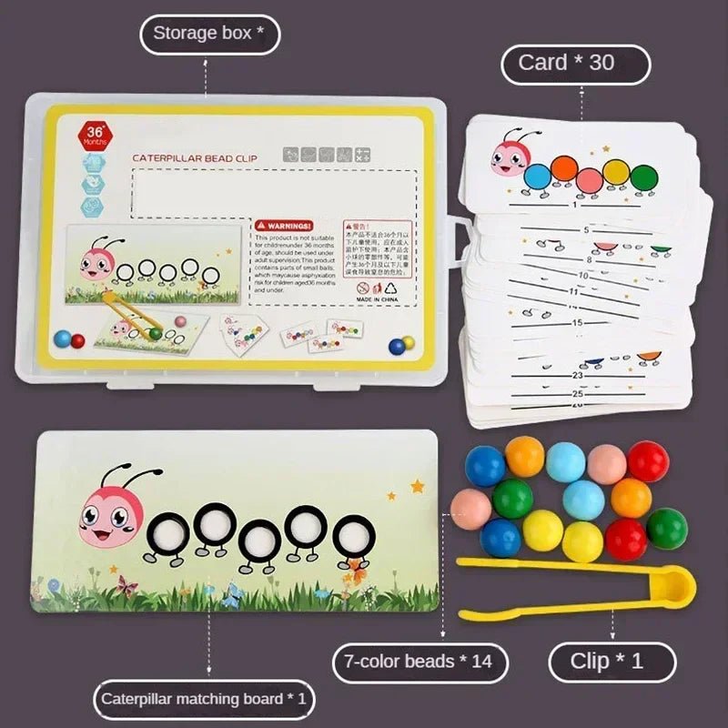Wooden Clip Beads™ – Kleurrijke Beweegpret met Rups – Kleur & Motoriek Speelgoed - AlmaVidaKids