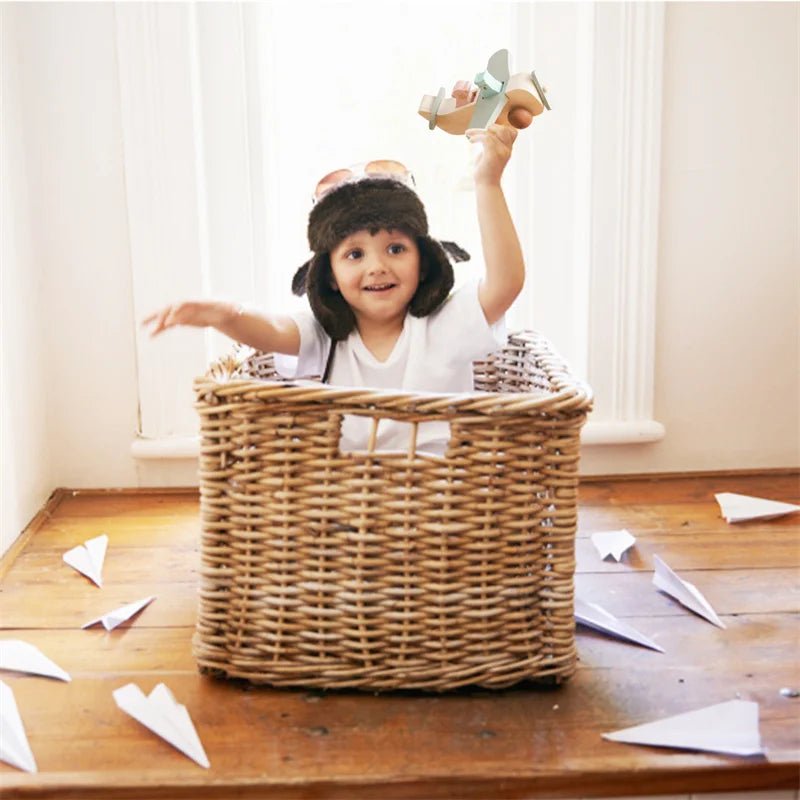 Woods™ - Bevorder Creativiteit & Motoriek - Houten Montessori Vliegtuig Speelgoed - AlmaVidaKids