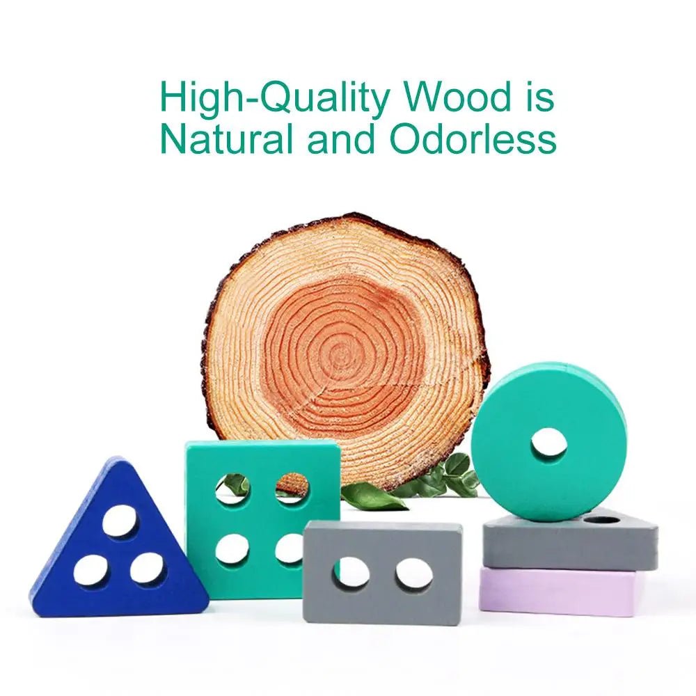 Woods™ – Blokkenpret Stapelen – Geometrische blokken - AlmaVidaKids